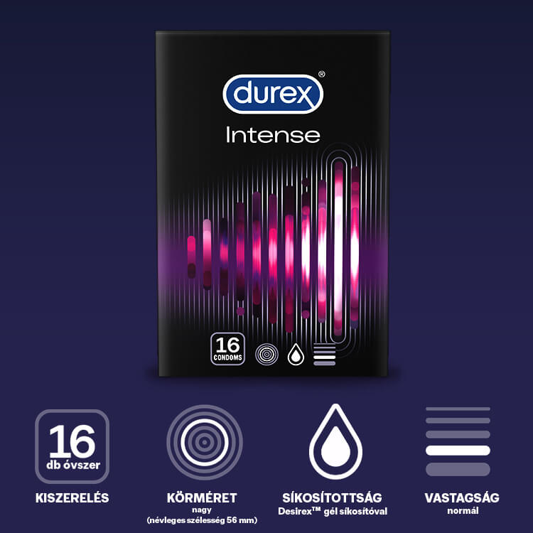 Durex Intense Orgasmic - ejakuláció késleltető óvszer (16db)